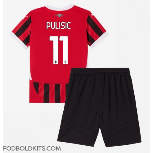 AC Milan Christian Pulisic #11 Hjemmebanesæt Børn 2024-25 Kortærmet (+ Korte bukser)